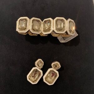 Macy’s Gold/cream Stone Bracelet & Earring Set - NWT